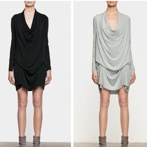 All Saints Amei Long Sleeve front drape Dress